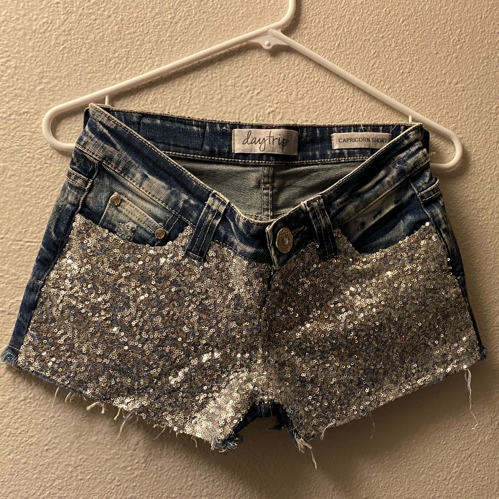 Day trip sparkly Capricorn mini shorts